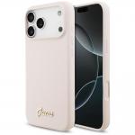 Husa Guess Silicone Script Metal Logo cu MagSafe compatibila cu iPhone 18 Pro Max / 17 Pro Max, Roz 4 - lerato.ro