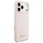Husa Guess Silicone Script Metal Logo cu MagSafe compatibila cu iPhone 18 Pro Max / 17 Pro Max, Roz 5 - lerato.ro