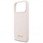 Husa Guess Silicone Script Metal Logo cu MagSafe compatibila cu iPhone 18 Pro Max / 17 Pro Max, Roz 7 - lerato.ro