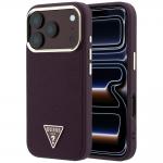 Husa Guess Grained Triangle Logo cu MagSafe compatibila cu iPhone 18 Pro / 17 Pro, Burgundy 4 - lerato.ro