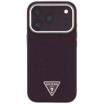 Husa Guess Grained Triangle Logo cu MagSafe compatibila cu iPhone 18 Pro / 17 Pro, Burgundy 2 - lerato.ro