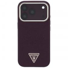 Husa Guess Grained Triangle Logo cu MagSafe compatibila cu iPhone 18 Pro / 17 Pro, Burgundy