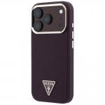 Husa Guess Grained Triangle Logo cu MagSafe compatibila cu iPhone 18 Pro Max / 17 Pro Max, Burgundy 3 - lerato.ro