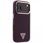 Husa Guess Grained Triangle Logo cu MagSafe compatibila cu iPhone 18 Pro Max / 17 Pro Max, Burgundy 5 - lerato.ro