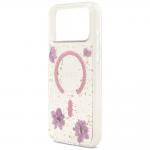 Husa Guess Resin Flowers Glitter cu MagSafe compatibila cu iPhone 18 Pro / 17 Pro, Gold 7 - lerato.ro