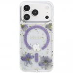 Husa Guess Resin Flowers Glitter cu MagSafe compatibila cu iPhone 18 Pro Max / 17 Pro Max, Mov 2 - lerato.ro