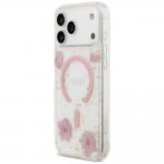 Husa Guess Resin Flowers Glitter cu MagSafe compatibila cu iPhone 18 Pro Max / 17 Pro Max, Roz 3 - lerato.ro