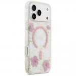 Husa Guess Resin Flowers Glitter cu MagSafe compatibila cu iPhone 18 Pro Max / 17 Pro Max, Roz 5 - lerato.ro