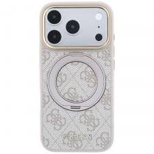 Husa Guess Ring Stand 360 4G Classic Logo cu MagSafe compatibila cu iPhone 18 Pro / 17 Pro, Roz