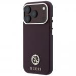 Husa Guess Grained Round Strass Logo cu MagSafe compatibila cu iPhone 18 Pro / 17 Pro, Burgundy 3 - lerato.ro