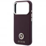 Husa Guess Grained Round Strass Logo cu MagSafe compatibila cu iPhone 18 Pro / 17 Pro, Burgundy 7 - lerato.ro