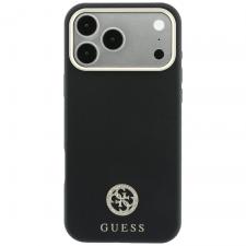 Husa Guess Grained Round Strass Logo cu MagSafe compatibila cu iPhone 18 Pro / 17 Pro, Negru