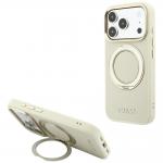 Husa Guess Ring Stand 360 Grained Classic Logo cu MagSafe compatibila cu iPhone 18 Pro / 17 Pro, Bej 4 - lerato.ro