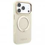 Husa Guess Ring Stand 360 Grained Classic Logo cu MagSafe compatibila cu iPhone 18 Pro / 17 Pro, Bej 5 - lerato.ro