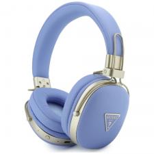 Casti wireless Guess Grained Triangle Gold Logo, ENC, Bluetooth 5.4, Autonomie 26h, USB-C, Albastru