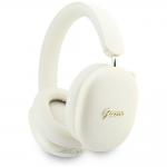Casti wireless Guess Metallic Effect Metal Script Logo, ENC, Bluetooth 5.4, Autonomie 26h, USB-C, Bej 2 - lerato.ro