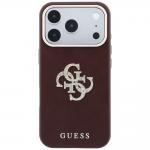Husa Guess Smooth Big Strass Logo compatibila cu iPhone 18 Pro / 17 Pro, Burgundy 2 - lerato.ro