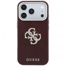 Huse si carcase iPhone 17 Pro, Husa Guess Smooth Big Strass Logo compatibila cu iPhone 18 Pro / 17 Pro, Burgundy, lerato.ro