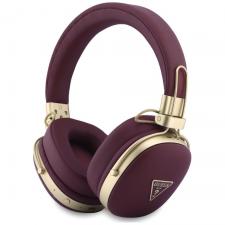 Casti wireless Guess Grained Triangle Gold Logo, over the ear, Bluetooth 5.4, ENC, timp incarcare 2h, autonomie totala 26h, 200mAh, USB-C, Burgundy