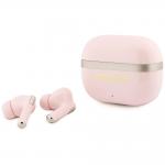 Casti wireless TWS Guess Glossy Gold Line Printed Classic Logo, Bluetooth 5.4, Autonomie 16h, 300mAh, Roz 3 - lerato.ro