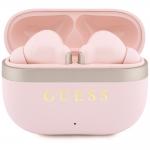 Casti wireless TWS Guess Glossy Gold Line Printed Classic Logo, Bluetooth 5.4, Autonomie 16h, 300mAh, Roz 2 - lerato.ro