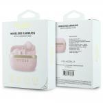 Casti wireless TWS Guess Glossy Gold Line Printed Classic Logo, Bluetooth 5.4, Autonomie 16h, 300mAh, Roz 7 - lerato.ro