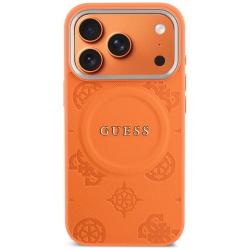 Husa Guess Peony Hot Stamp cu MagSafe compatibila cu iPhone 18 Pro Max / 17 Pro Max, Portocaliu
