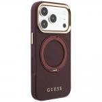 Husa Guess Ring Stand 360 Grained Classic Logo cu MagSafe compatibila cu iPhone 18 Pro / 17 Pro, Burgundy 5 - lerato.ro