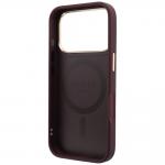 Husa Guess Ring Stand 360 Grained Classic Logo cu MagSafe compatibila cu iPhone 18 Pro / 17 Pro, Burgundy 8 - lerato.ro