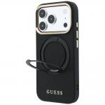 Husa Guess Ring Stand 360 Grained Classic Logo cu MagSafe compatibila cu iPhone 18 Pro / 17 Pro, Negru 3 - lerato.ro