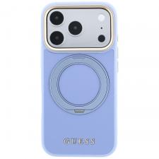 Huse si carcase iPhone 17 Pro, Husa Guess Ring Stand 360 Grained Classic Logo cu MagSafe compatibila cu iPhone 18 Pro / 17 Pro, Light Blue, lerato.ro