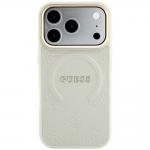 Husa Guess Saffiano Peony and Ring cu MagSafe compatibila cu iPhone 18 Pro / 17 Pro, Bej 2 - lerato.ro