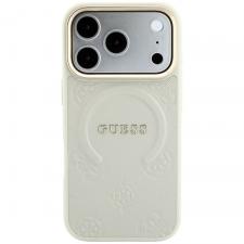 Huse si carcase iPhone 17 Pro, Husa Guess Saffiano Peony and Ring cu MagSafe compatibila cu iPhone 18 Pro / 17 Pro, Bej, lerato.ro
