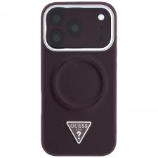 Huse si carcase iPhone 17 Pro Max, Husa Guess Triangle Logo cu MagSafe compatibila cu iPhone 18 Pro Max / 17 Pro Max, Burgundy, lerato.ro