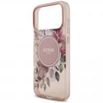 Husa Guess IML Flowers Pearl Strap cu MagSafe compatibila cu iPhone 18 Pro / 17 Pro, Roz 7 - lerato.ro