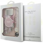 Husa Guess IML Flowers Pearl Strap cu MagSafe compatibila cu iPhone 18 Pro / 17 Pro, Roz 9 - lerato.ro