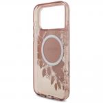 Husa Guess IML Flowers Pearl Strap cu MagSafe compatibila cu iPhone 18 Pro Max / 17 Pro Max, Roz 8 - lerato.ro