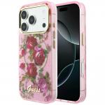Husa Guess IML Glitter Blossom Roses cu MagSafe compatibila cu iPhone 18 Pro Max / 17 Pro Max, Roz 4 - lerato.ro