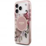 Husa Guess IML Flower and Tonal Circle cu MagSafe compatibila cu iPhone 18 Pro / 17 Pro, Roz 3 - lerato.ro