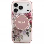 Husa Guess IML Flower and Tonal Circle cu MagSafe compatibila cu iPhone 18 Pro / 17 Pro, Roz 2 - lerato.ro