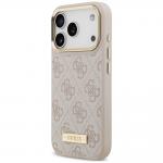 Husa Guess 4G Logo Plate cu MagSafe compatibila cu iPhone 18 Pro / 17 Pro, Roz 3 - lerato.ro