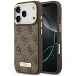 Husa Guess 4G Logo Plate cu MagSafe compatibila cu iPhone 18 Pro / 17 Pro, Maro 4 - lerato.ro