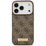Husa Guess 4G Logo Plate cu MagSafe compatibila cu iPhone 18 Pro / 17 Pro, Maro 2 - lerato.ro