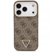 Huse si carcase iPhone 17 Pro, Husa Guess 4G PU Triangle Logo Camera Stand cu MagSafe compatibila cu iPhone 18 Pro / 17 Pro, Maro, lerato.ro