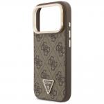 Husa Guess 4G PU Triangle Logo Camera Stand cu MagSafe compatibila cu iPhone 18 Pro / 17 Pro, Maro 7 - lerato.ro