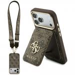 Husa Guess 4G cu MagSafe, Wallet si Lanyard compatibila cu iPhone 18 Pro / 17 Pro, Maro 2 - lerato.ro