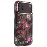 Husa Guess Blossom Roses Print cu MagSafe compatibila cu iPhone 18 Pro / 17 Pro, Burgundy 5 - lerato.ro