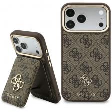 Huse si carcase iPhone 17 Pro, Husa Guess 4G cu MagSafe si Wallet compatibila cu iPhone 18 Pro / 17 Pro, Maro, lerato.ro