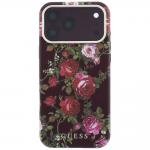Husa Guess Blossom Roses Print cu MagSafe compatibila cu iPhone 18 Pro Max / 17 Pro Max, Burgundy 2 - lerato.ro