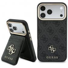 Huse si carcase iPhone 17 Pro, Husa Guess 4G cu MagSafe si Wallet compatibila cu iPhone 18 Pro / 17 Pro, Negru, lerato.ro